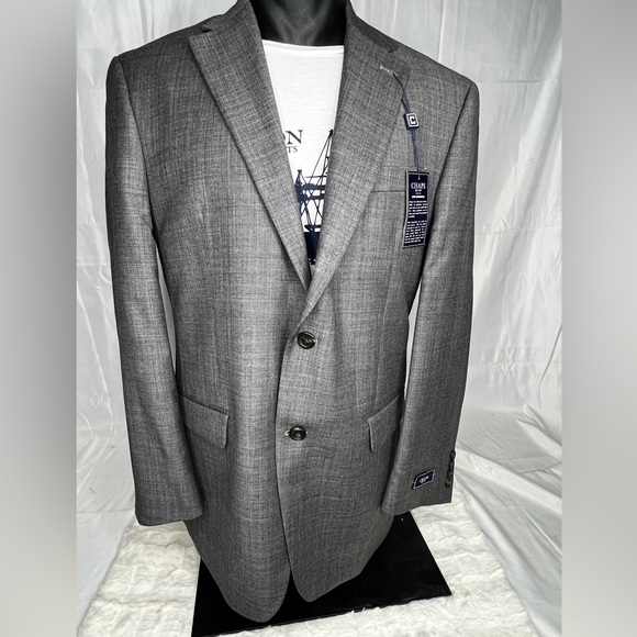 New!! CHAPS Blazer Men 40R Gray 2 Button Suit Jacket - Picture 1 of 15